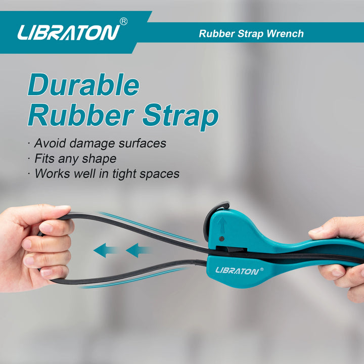 LIBRATON Adjustable Strap Wrench 150mm – Universal Rubber Oil Filter Wrench