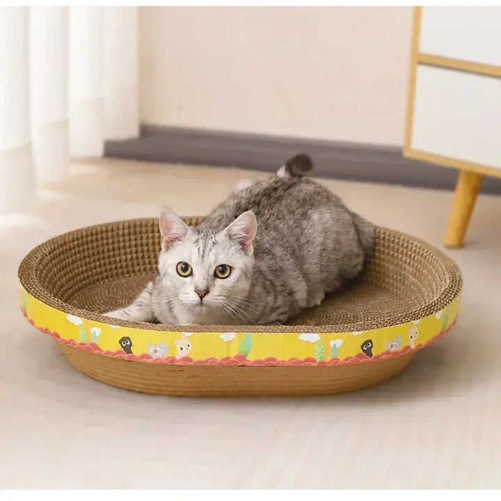 MagiDeal Cat Scratching Board Oval Corrugated Scratcher Pad Interactive Toys Grinding Claw Recycle Board Bowl Cat Scratcher Cardboard Furniture Protector, 40cmx28cmx8cm
