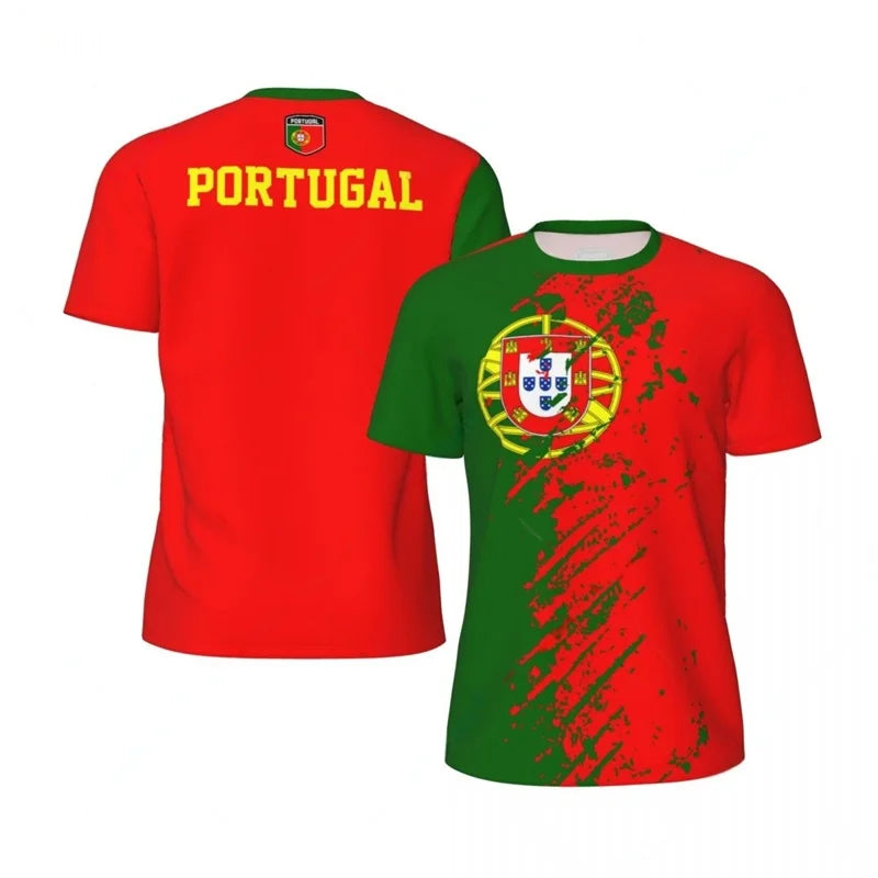 Men’s Portugal Football T-Shirt – 3D Print Summer Sports Tee