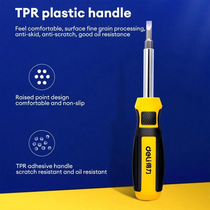 6-in-1 Ratcheting Screwdriver Set – Portable Multi-Bit Phillips & Slotted Repair Tool