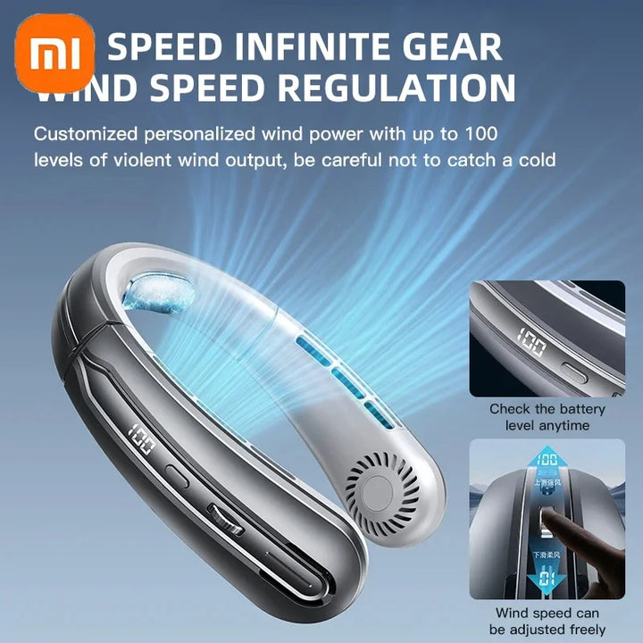 Xiaomi Portable Neck Fan – USB Rechargeable Silent Wearable Cooling Fan