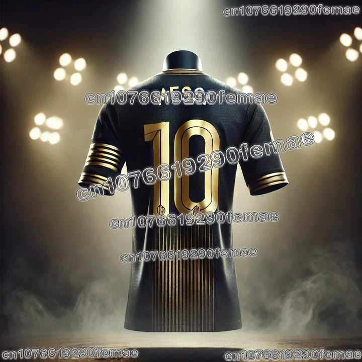 Messi #10 Black & Gold Commemorative Jersey – Quick-Dry Fan Football Shirt