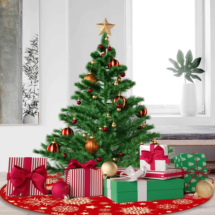 35.4'' Christmas Tree Skirt – Snowflake Pattern Holiday Decor Mat