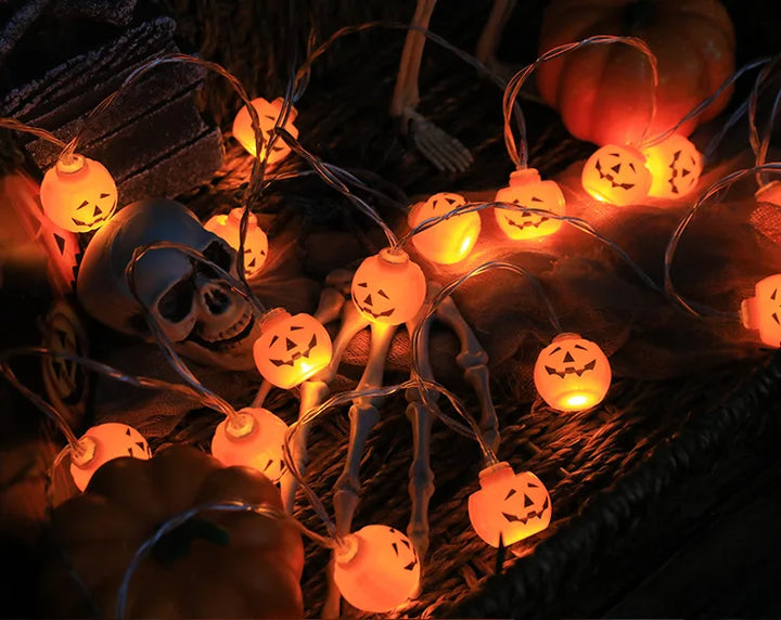 Halloween Decoration Led Light String Pumpkin, Skull, Head, Eyeball Shaped Lamp String, Trick Or Treat Lantern Horror Halloween Day