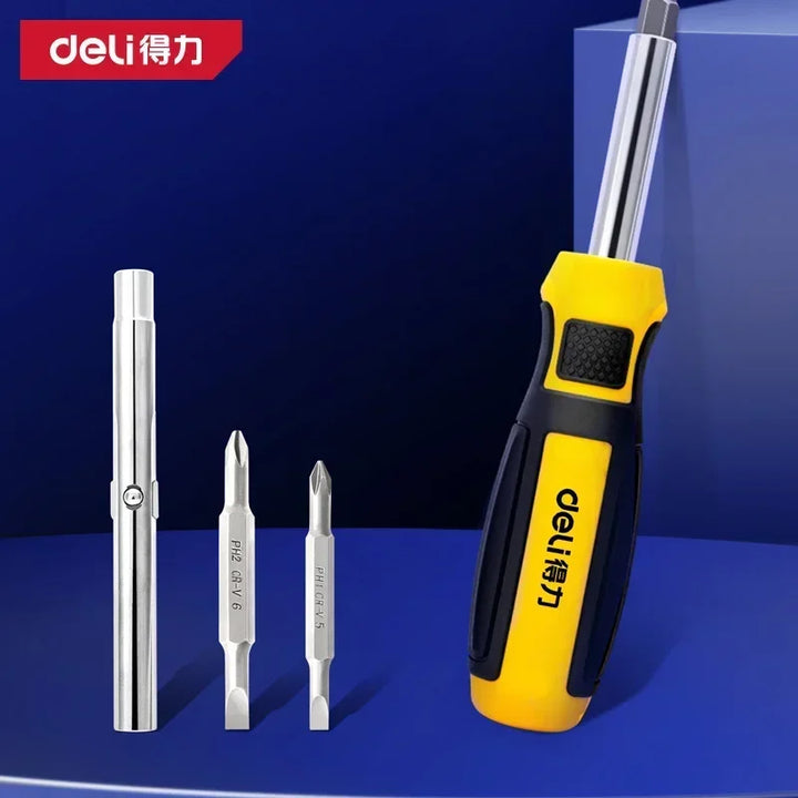 6-in-1 Ratcheting Screwdriver Set – Portable Multi-Bit Phillips & Slotted Repair Tool