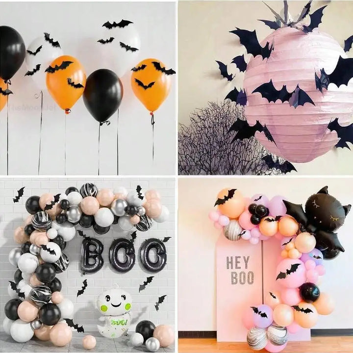 Halloween 60pcs 3D Waterproof black Bats Wall Decor