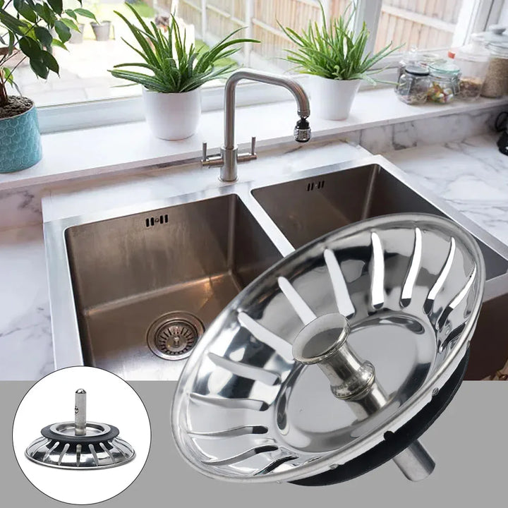 80mm Stainless Steel Sink Strainer – Kitchen/Bathroom Drain Plug & Waste Stopper