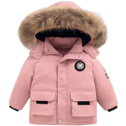 BRONG Toddler Snow Suit Winter Baby, Jacket Coat, Boys Girls Ski Suit Clothing Pink 3-4 Years