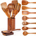 9Pcs Wooden Cooking Utensils Set – Heat Resistant Tools for Non-Stick Pans