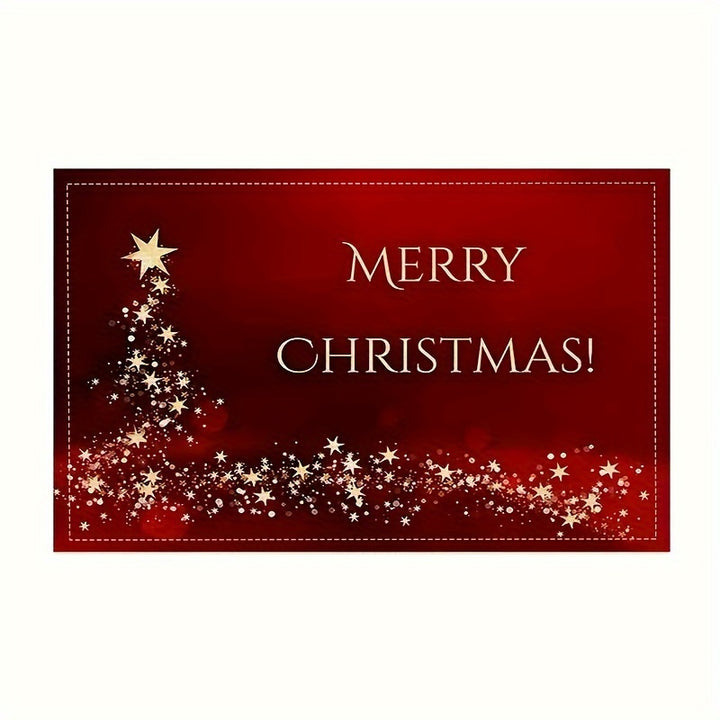 Set of 4 Luxury Christmas Linen Placemats – Red & Gold Holiday Table Mats