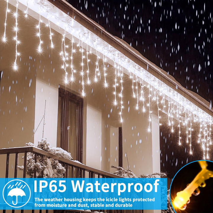 23.29m 780 LED Icicle Lights – 8 Modes, Timer, Remote Control, Connectable