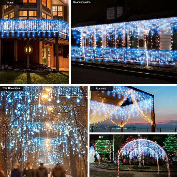 10m 400 LED Icicle Lights – Outdoor Fairy String with Remote Control