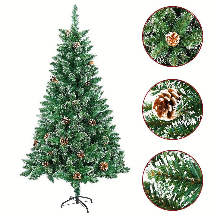 Artificial Christmas Tree with Snow Effect – Pine Cones & Metal Stand