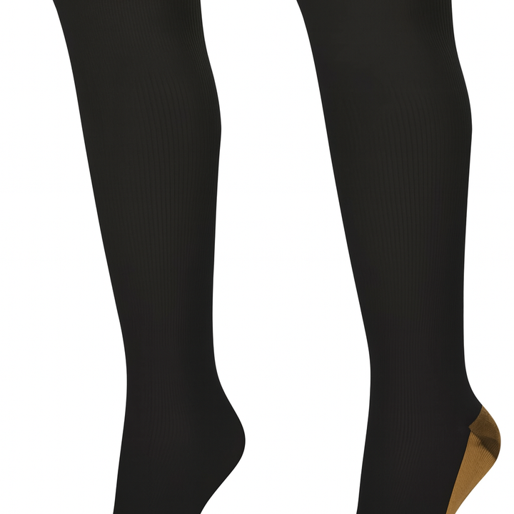 Ikfashoni 2 Pairs Copper Compression Socks for Women & Men, Medical Compression Stockings Graduated 15-20mmHg Knee Height, Suitable for Flight Travel, Competitive Sports Running, Pregnancy Nurse