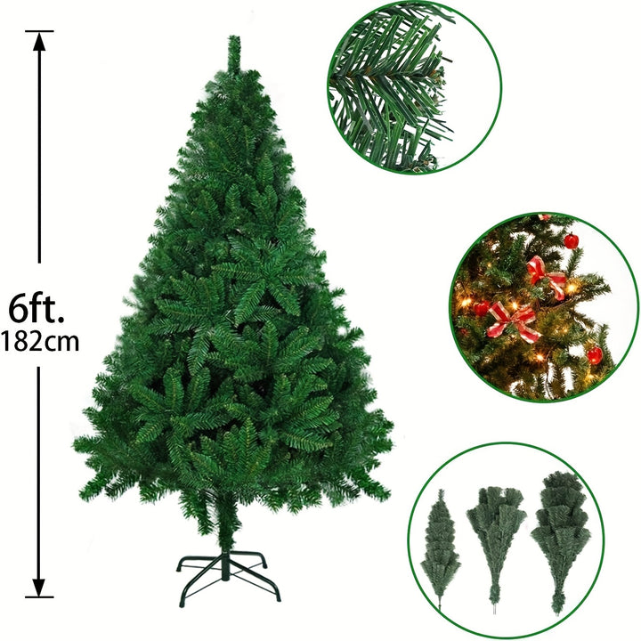 Artificial Christmas Tree with Sturdy Black Stand – Green Foliage & Red Berries