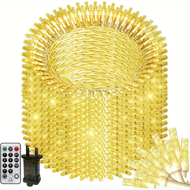 100m 800 LED Outdoor Christmas Fairy Lights – Warm White, Remote, Timer, 8 Modes