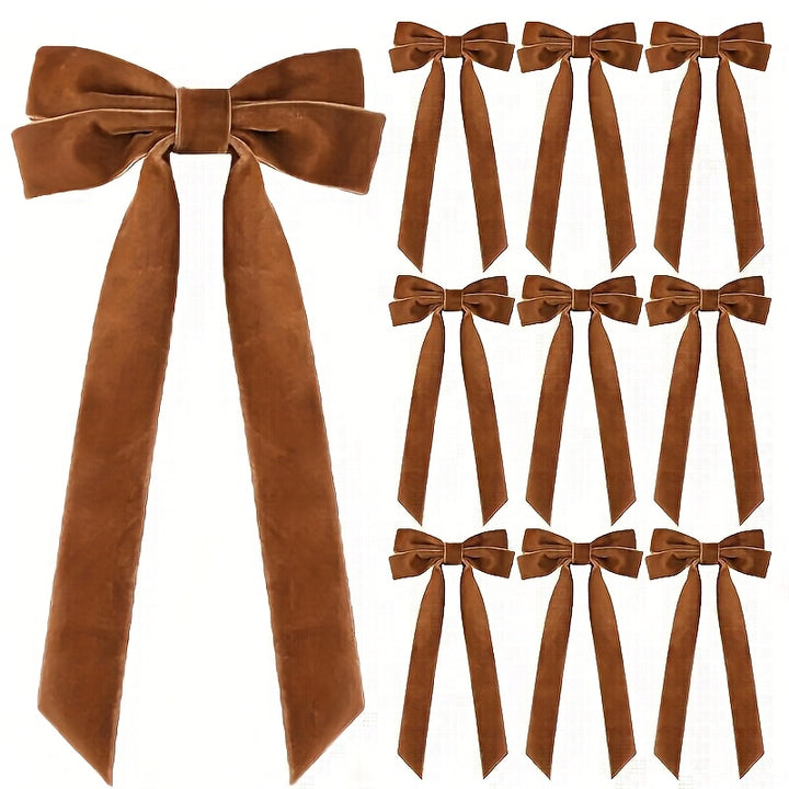 10Pcs Burgundy Red Velvet Christmas Bows – Tree, Wreath & Gift Decorations