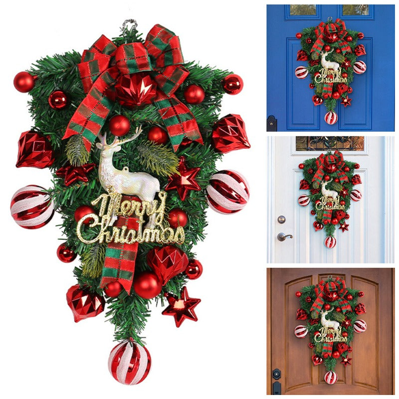 Pre-Decorated Red & Green Christmas Wreath – Pine Cones, Berries & Bow
