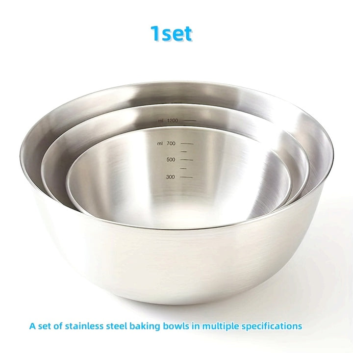 3Pcs Stainless Steel Mixing Bowl Set – Durable Kitchen Bowls for Baking & Cooking