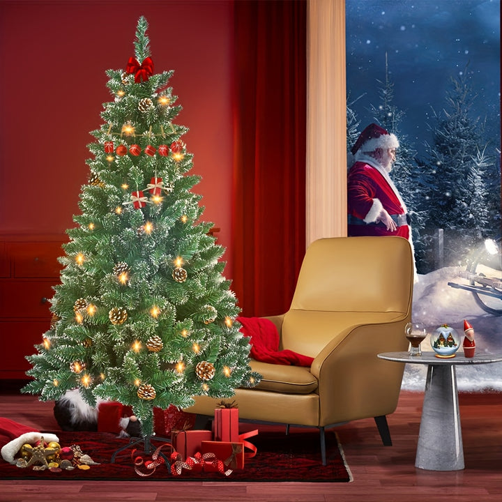 Artificial Christmas Tree with Snow Effect – Pine Cones & Metal Stand