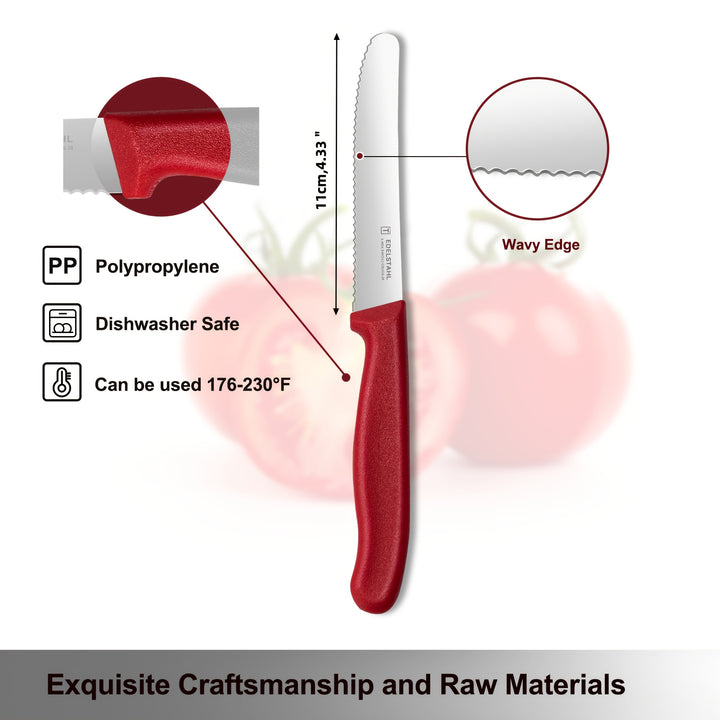 6Pcs Serrated Tomato Knives – Stainless Steel Sharp Table Knife Set