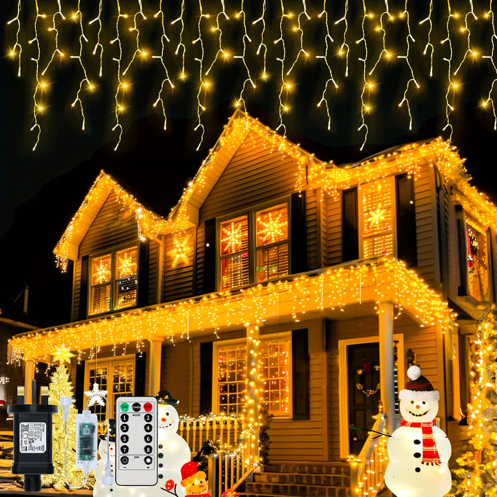 23.29m 780 LED Icicle Lights – 8 Modes, Timer, Remote Control, Connectable