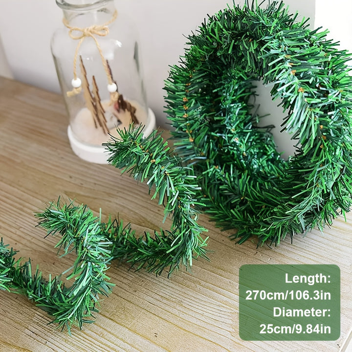 2Pcs 9ft/2.7m Artificial Christmas Garland – Pine Cones, Berries & Baubles