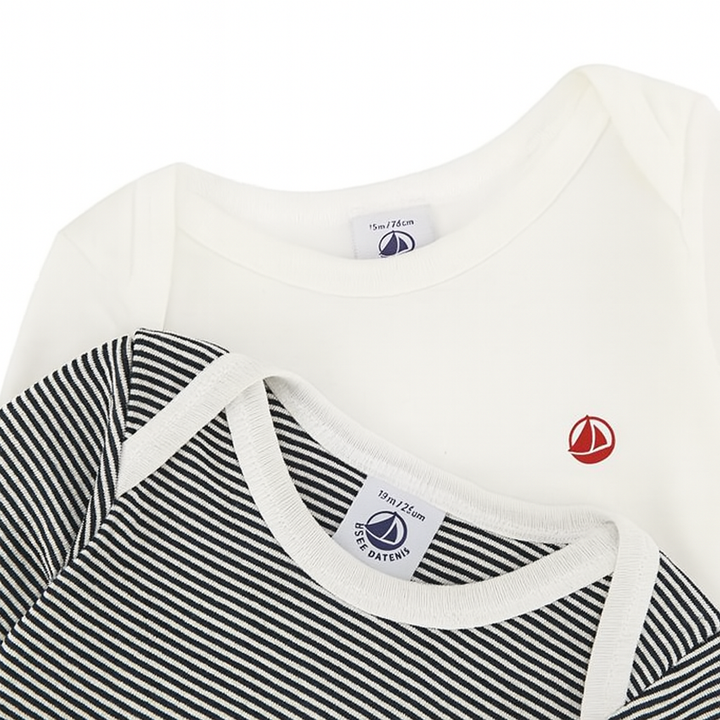 Petit Bateau Unisex Babies’Long Sleeve Striped Body (Pack of 2) , Variant 1, 3 years