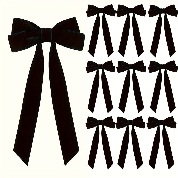 10Pcs Burgundy Red Velvet Christmas Bows – Tree, Wreath & Gift Decorations