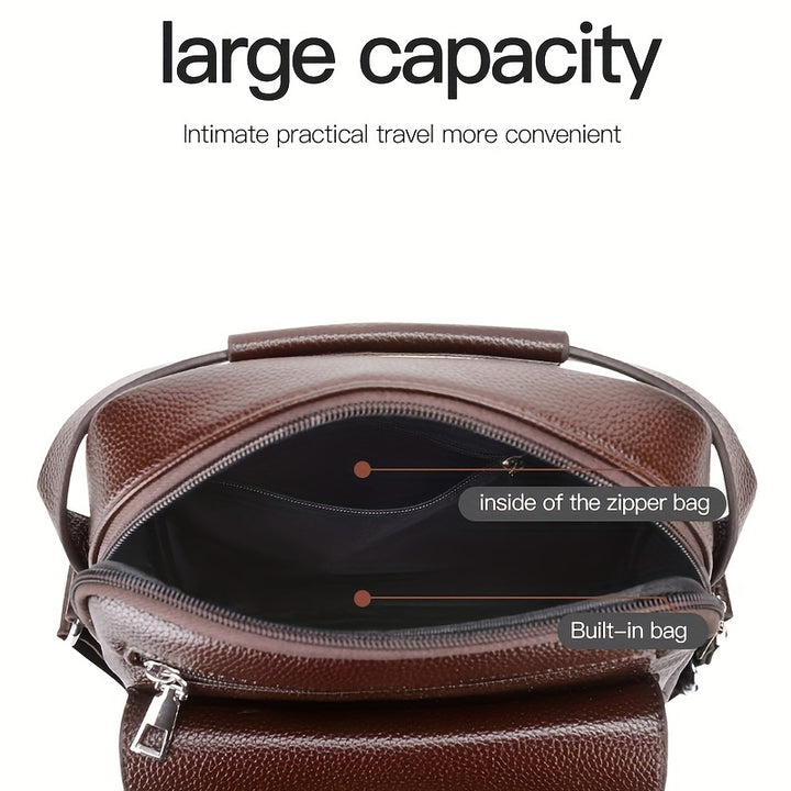 WEIXIER Men’s Vintage Shoulder Bag – Business Casual Crossbody with Zip Pockets