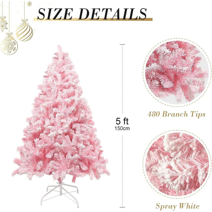Pink Artificial Christmas Tree – Realistic Branches with Metal Stand