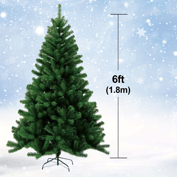 Artificial Christmas Tree with Sturdy Black Stand – Green Foliage & Red Berries