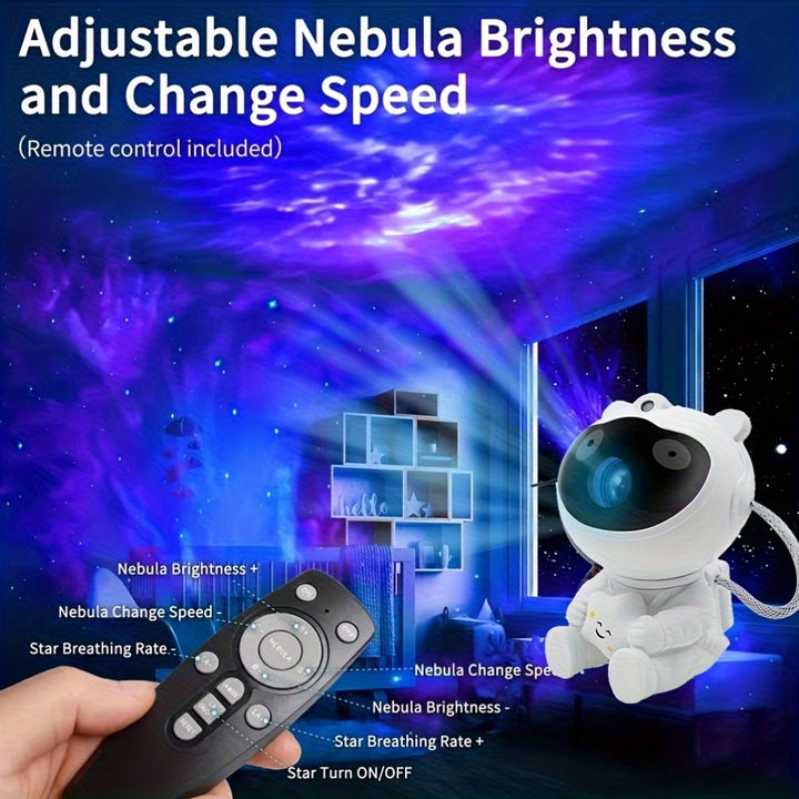 Astronaut Star Projector – Galaxy Night Light with 8 Modes, Timer & Remote
