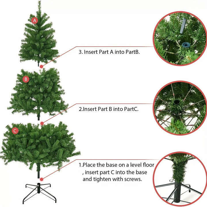 6ft/1.8m Traditional Green Christmas Tree – 850 Tips with Metal Stand