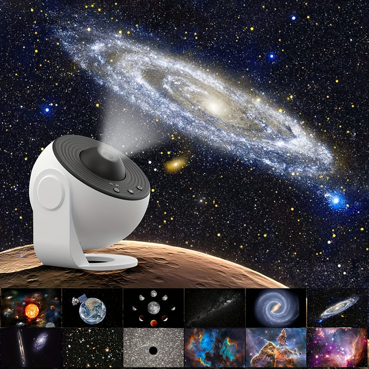Galaxy Star Projector – 360° Night Light with 12 Interchangeable Discs