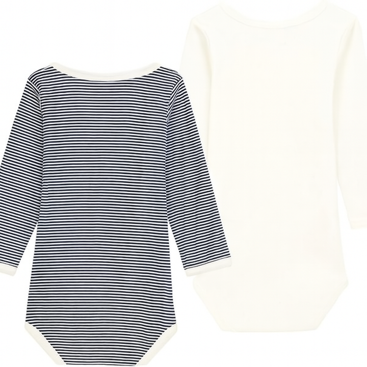 Petit Bateau Unisex Babies’Long Sleeve Striped Body (Pack of 2) , Variant 1, 3 years