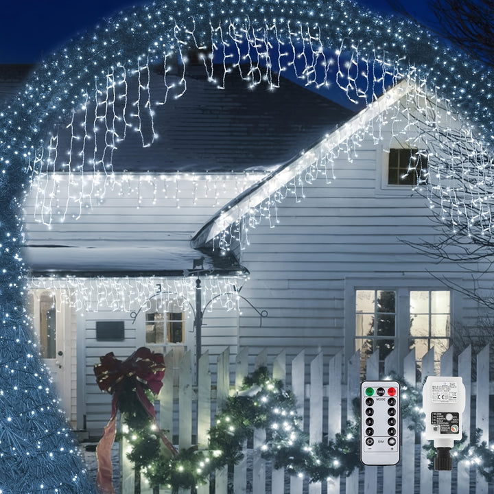 10m 400 LED Icicle Lights – Outdoor Fairy String with Remote Control
