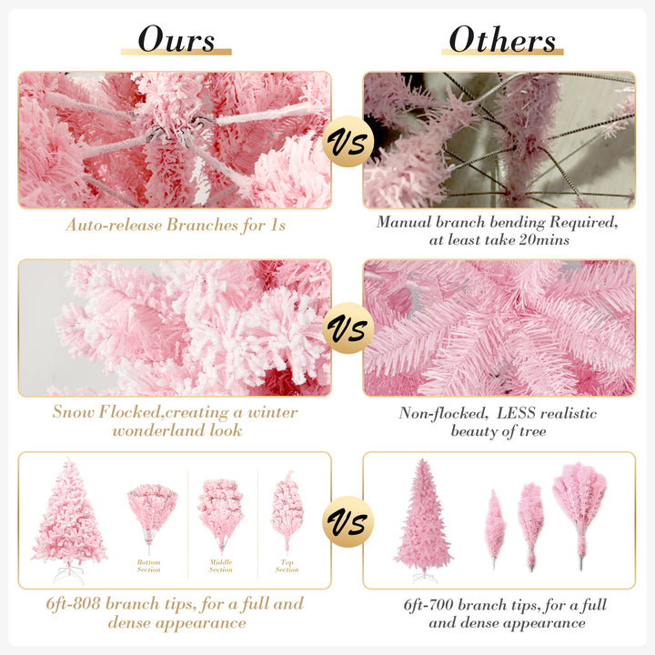 Pink Artificial Christmas Tree – Realistic Branches with Metal Stand