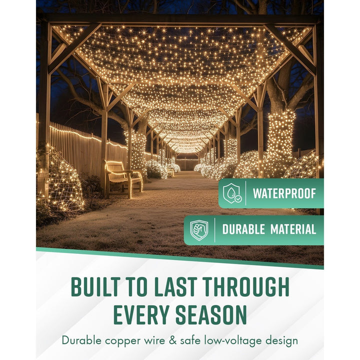 GloBrite 100–1000 LED Fairy Lights – 8 Modes Waterproof Outdoor Christmas Lights