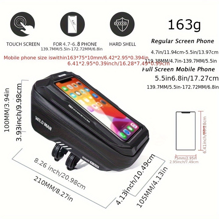 WILD Bicycle Handlebar Bag – 6.8'' Phone Case, Top Tube Storage
